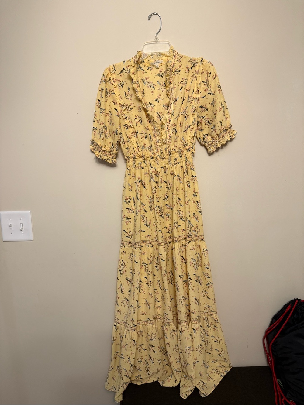 Max Studio Yellow Floral Ruffle Maxi Dress
